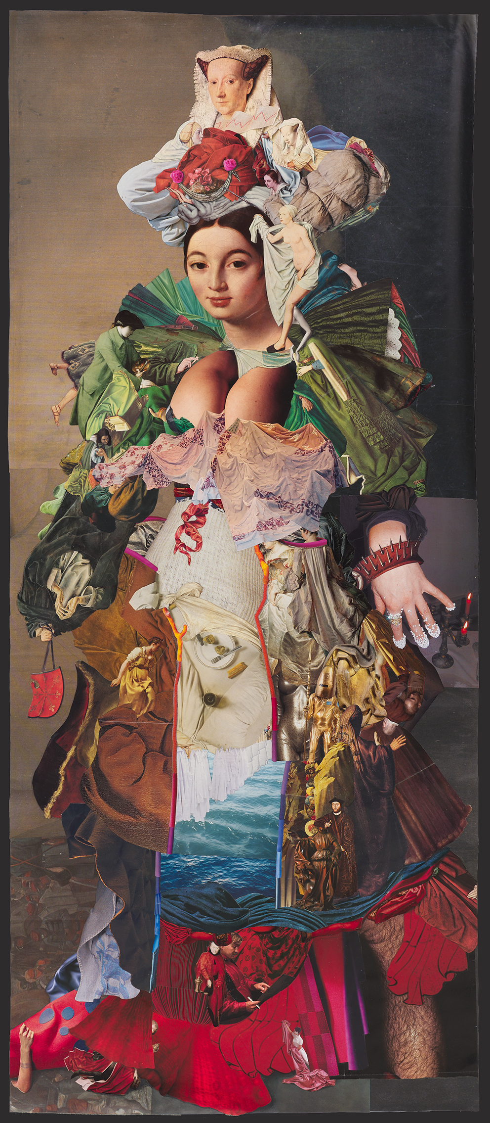 Frau, 2021
Analoge Collage
184 x 78,9 cm
Kunstmuseum Solothurn,
Depositum der Walter Borrer Stiftung